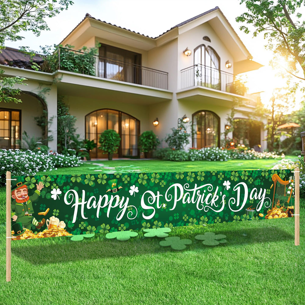 Papmiunm Easter banner, bright colors enhance garden celebrations.