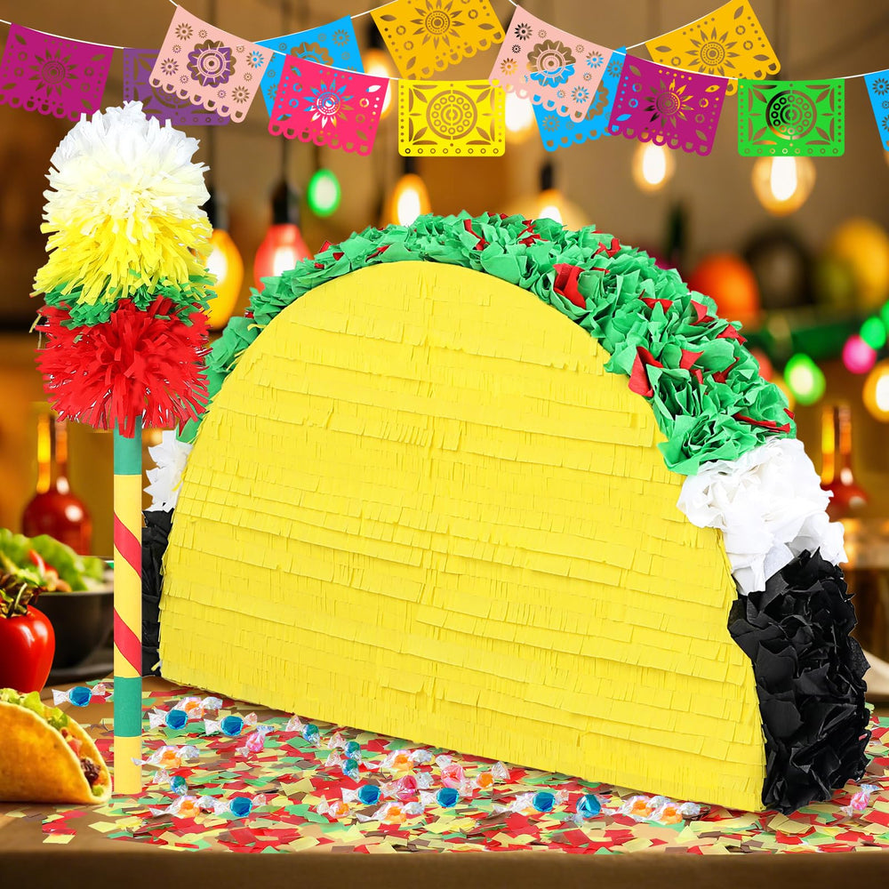 Pardecor bright taco pinata side view highlighting vibrant colors