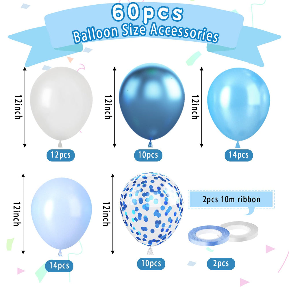Paready metallic blue balloons provide bold festive accents