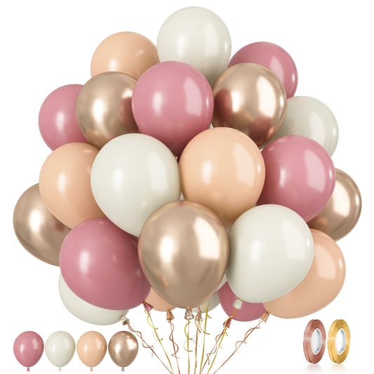 Paready dusty pink balloons for chic birthday or wedding decor with long-lasting latex.