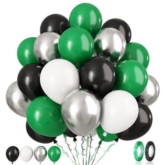 Paready green black silver balloons 12in pack for vibrant party decor.