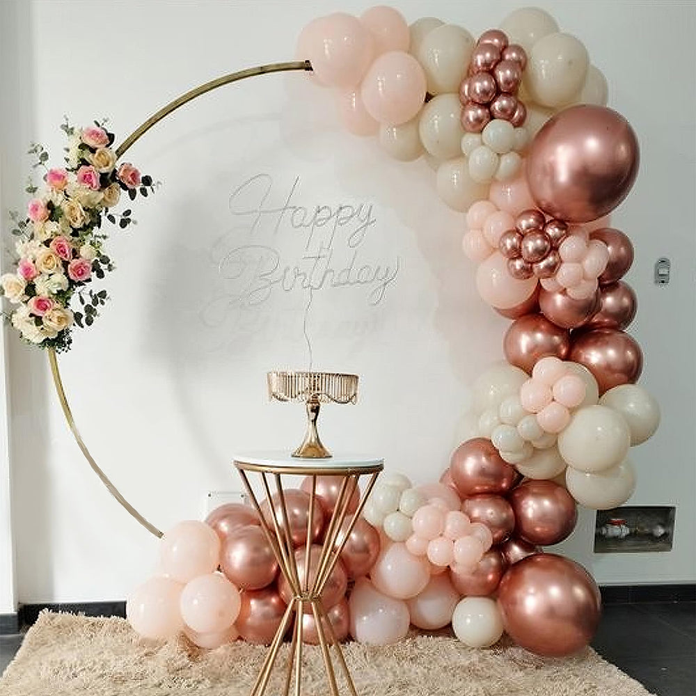 Paready metallic rose gold balloons create a luxe party accent