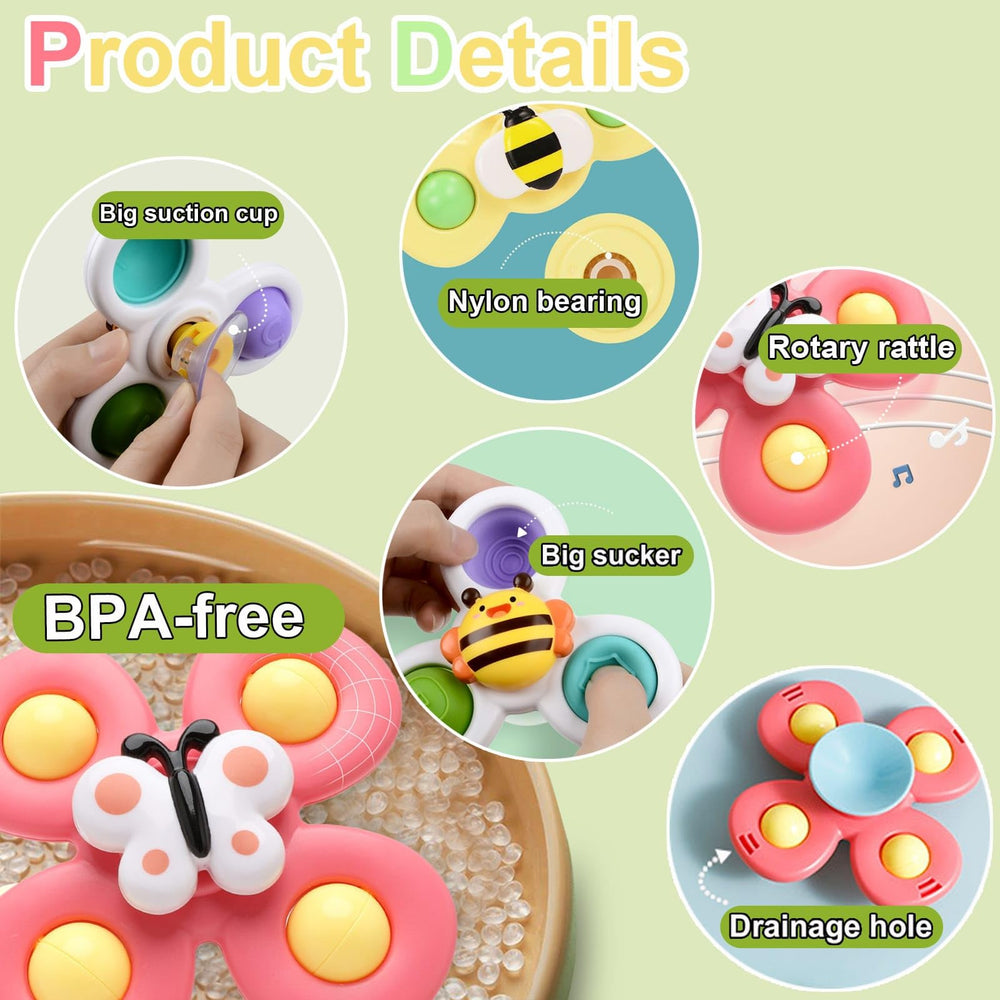 PARHILYAR suction cup spinner sticks to tub or car window