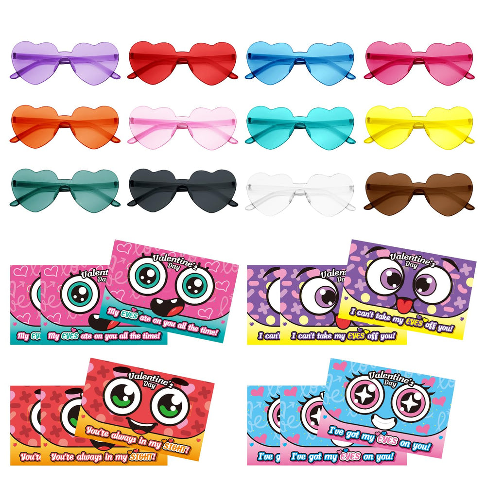 PARSUP Valentine card pattern 1 with heart glasses, ideal for classroom exchanges.
