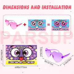 PARSUP Valentine card pattern 2 with heart glasses, perfect for party favors.