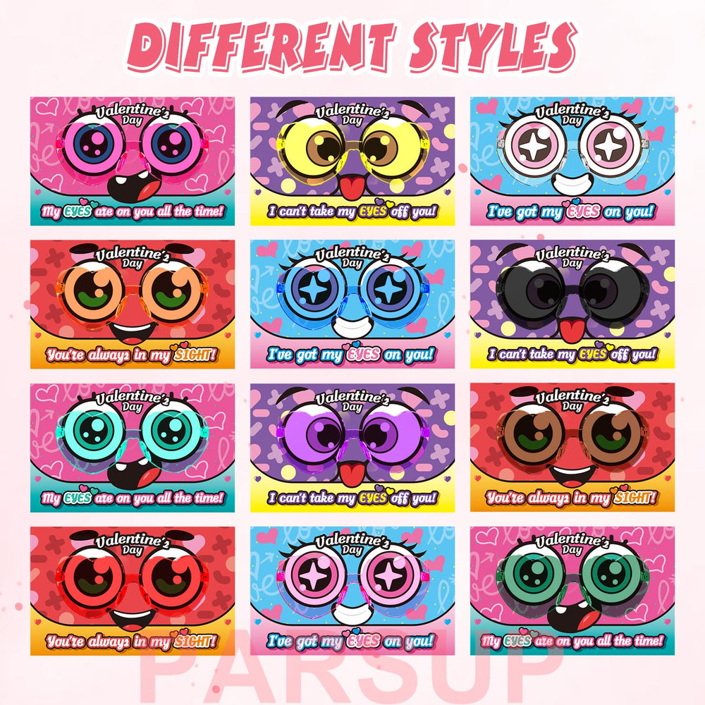 PARSUP Valentine card pattern 4 with heart glasses, easy to hand out.