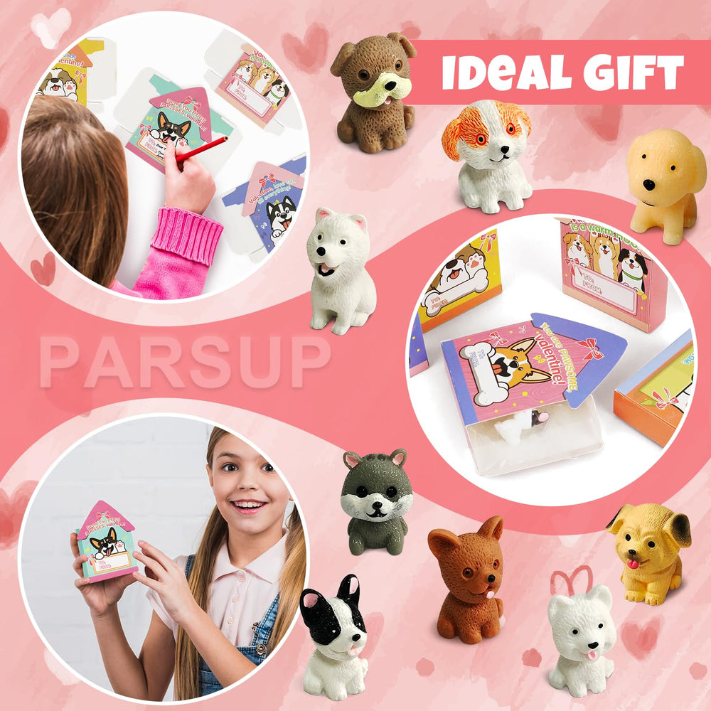 PARSUP puppy figurines close-up, premium resin, durable for long-term play.