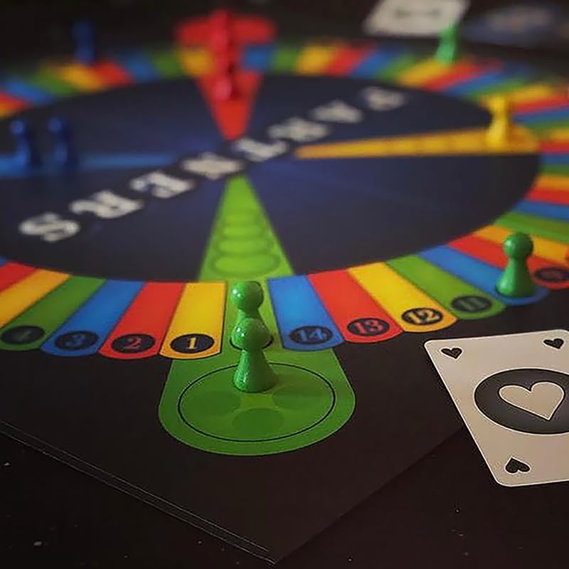 PARTNERS game-night setup with family and friends enjoying play