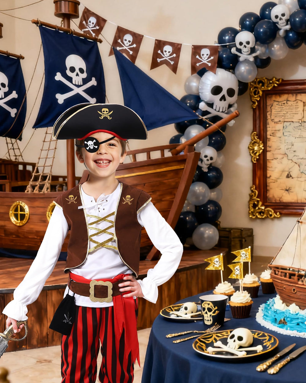 PARTTELY pirate pants with boot tops finish the silhouette for adventures.