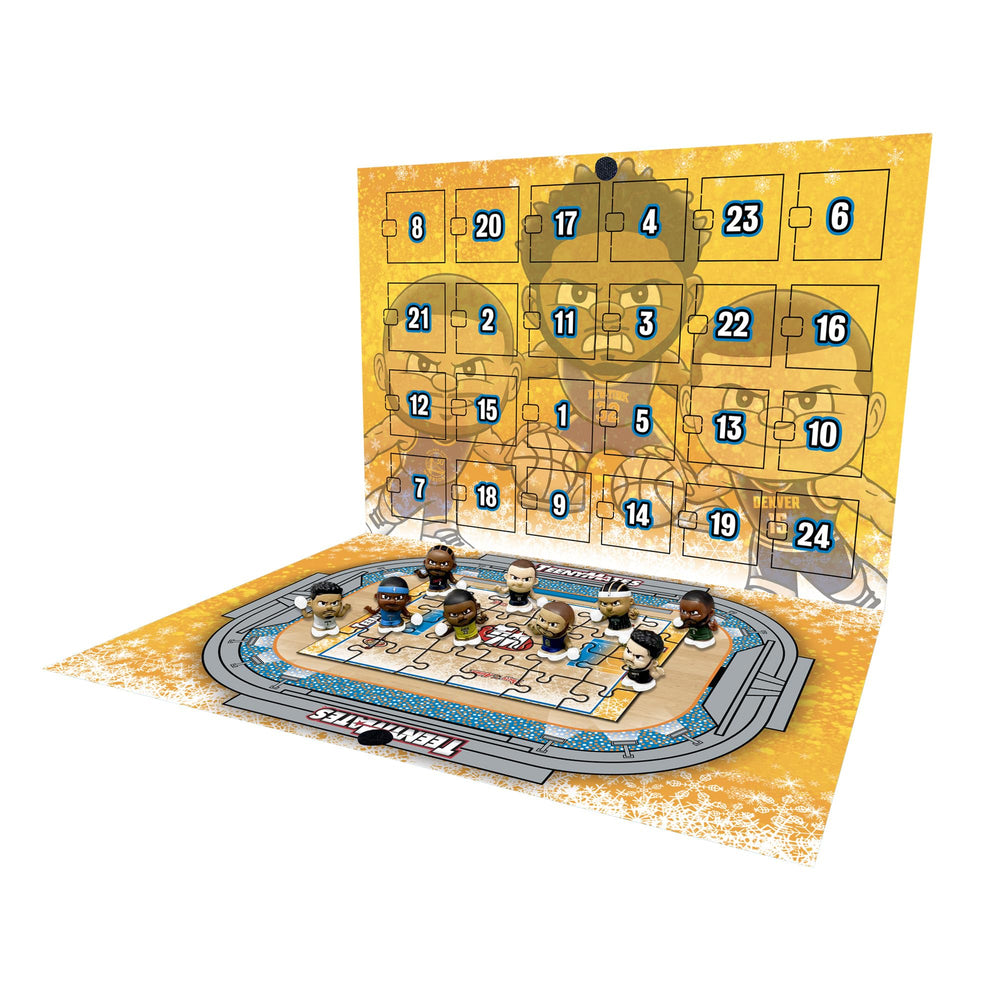 Party Animal NBA TeenyMates 24 surprises behind doors—daily mini collectibles.