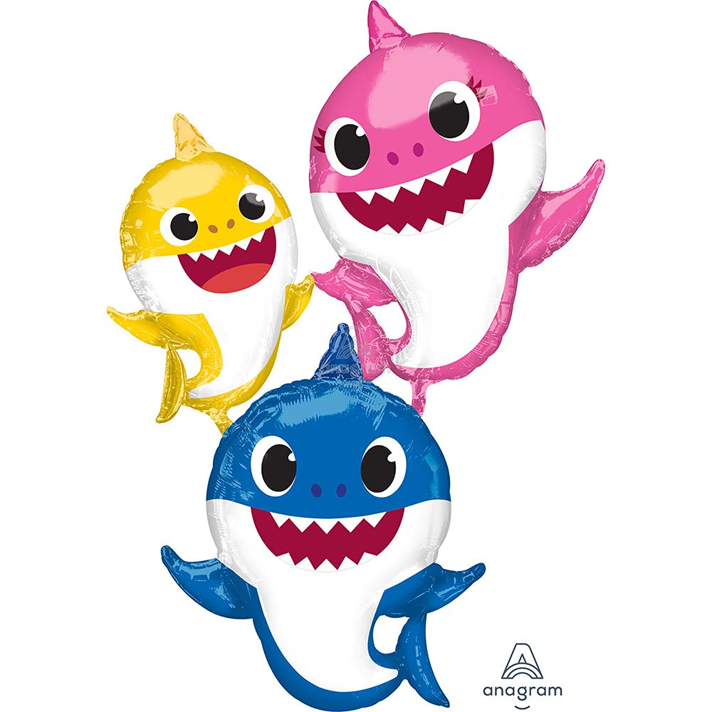 Party City Giant Gliding Baby Shark Family Balloon for festive underwater decor and playful photo moments.