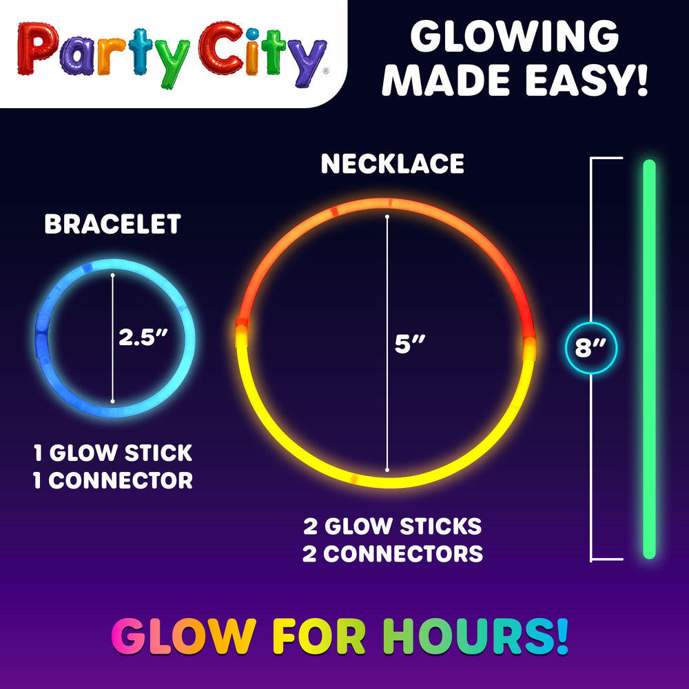 Party City glow bracelets and necklaces in neon colors