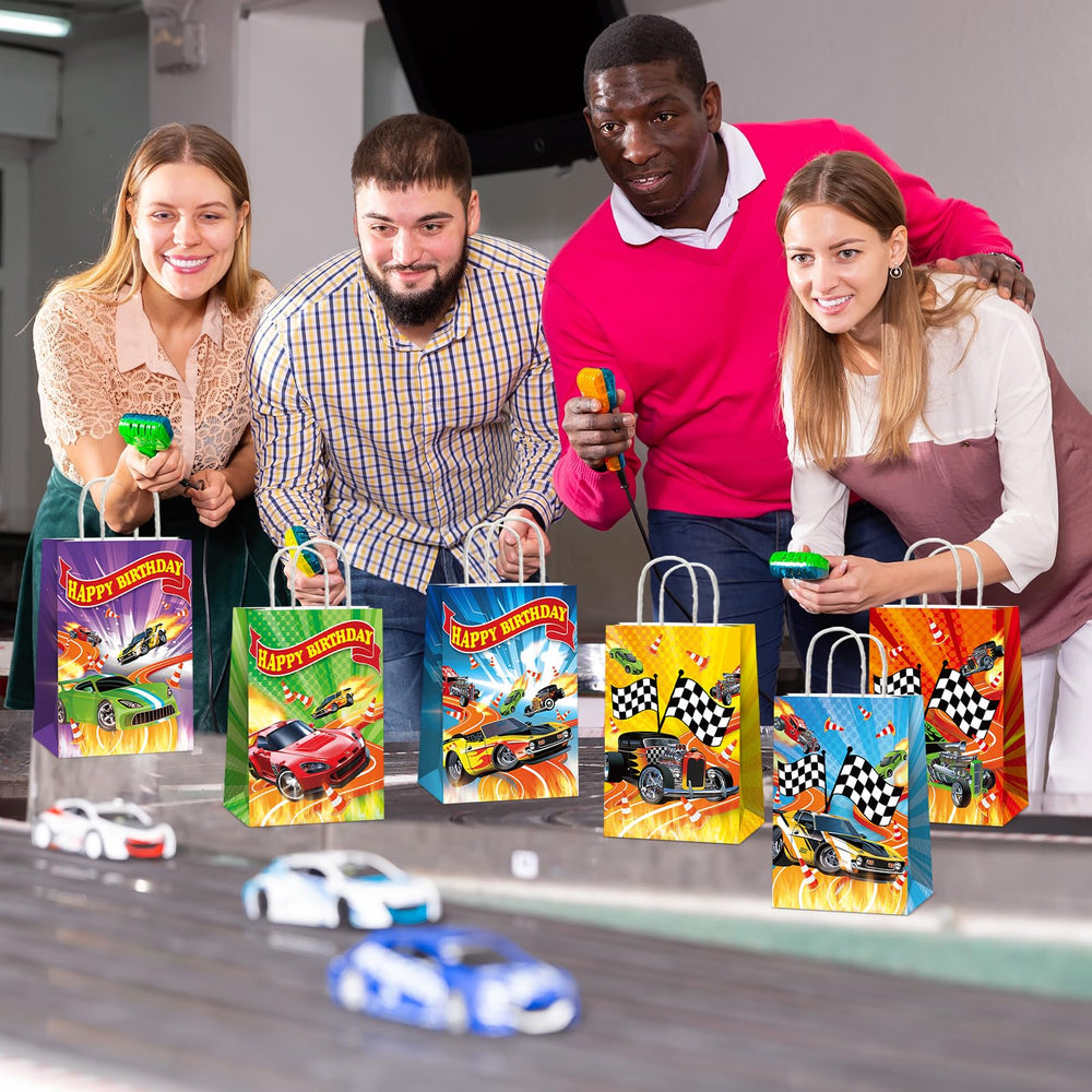 Party Greeting hot car wheel bag with handles enables convenient hand-carry and gifting.