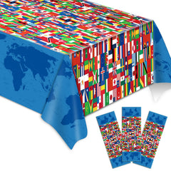 Party Greeting international flags tablecloth for festive settings with bold colors