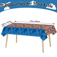 Party Greeting world map themed tablecloth adds vibrant ambiance to celebrations