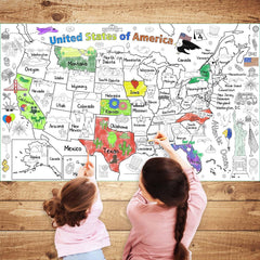 PartyGarden US Map Coloring Poster classroom-use supports teacher-led activities