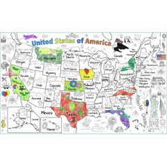 PartyGarden US Map Coloring Poster full map shows detailed states for interactive learning
