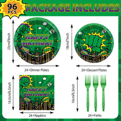 Party Greeting Green Hero plates 7in ideal for kid sized meals and easy cleaning.