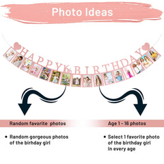PartyHooman Sweet 16 banner shows 16 signs for personalized decor.