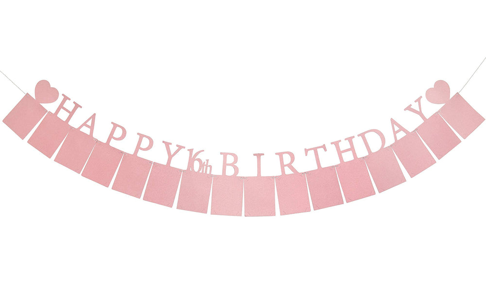 PartyHooman Sweet 16 banner set as cake table backdrop.