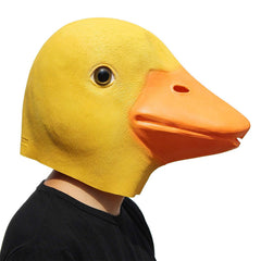 Close-up of eyeholes on PartyHop Yellow Duck Mask for clear viewing during play