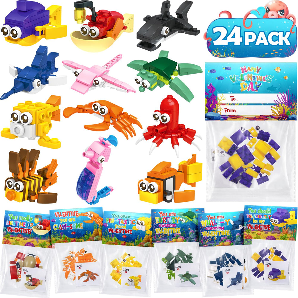 Partylamb sea animals building blocks 24-pack for classroom gifts
