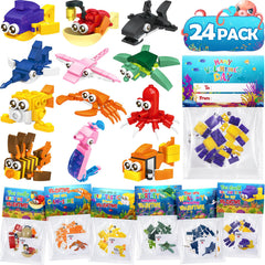 Partylamb sea animals building blocks 24-pack for classroom gifts