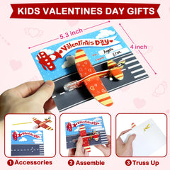 Partyloud valentines card with gold wire securing airplane attachment