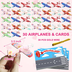 Partyloud stack of valentines cards with airplanes ready to share