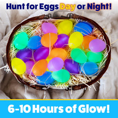 Glow eggs ready to be filled with treats for treasure hunts