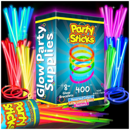 PartySticks ultra-bright glow sticks glow vividly for hours, ideal for parties.