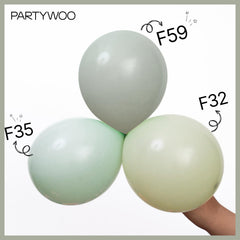 PartyWoo 140pcs dusty green balloons pack for complete party decor