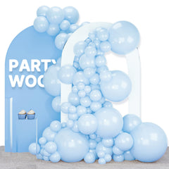 PartyWoo baby blue 18inch balloons create a bold arch display for celebrations.