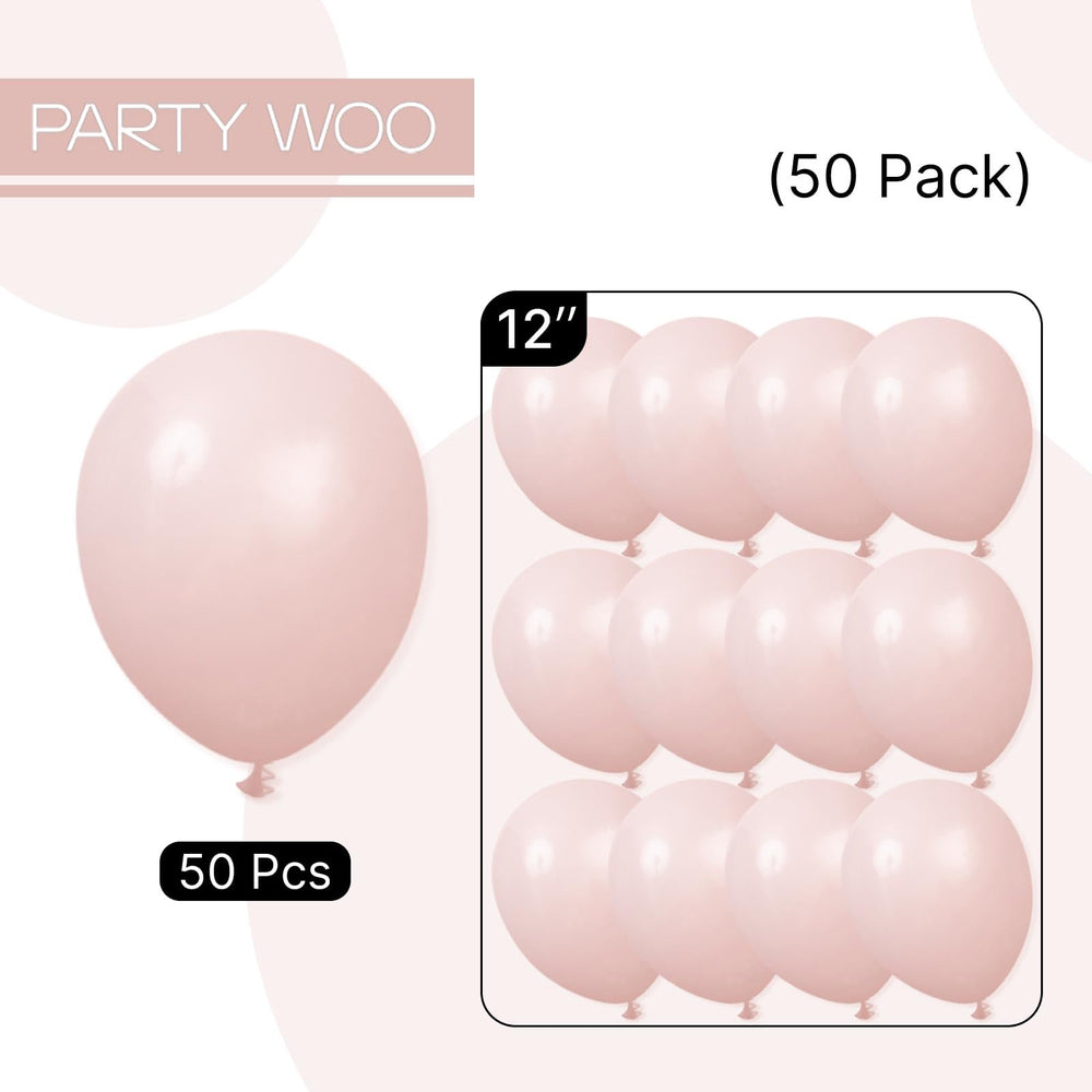 PartyWoo baby shower and birthday decor ideas with dusty pink balloons