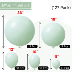 PartyWoo baby shower mint-green decor balloons set a soft spring mood.