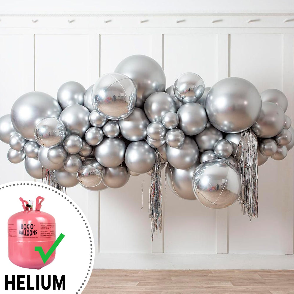 PartyWoo 36-inch silver balloon creates focal points for arches and photo backdrops.