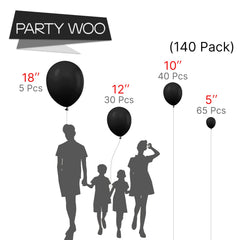 PartyWoo black 12-inch balloons ideal for bold party backdrops.