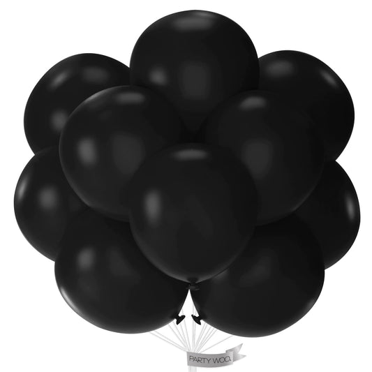 PartyWoo black 18-inch matte balloons for elegant decor and full-looking garlands.
