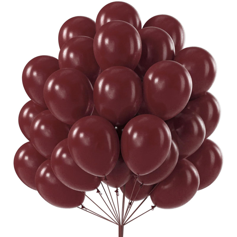 PartyWoo burgundy balloons 50pcs 12in for vibrant wedding and party decor.