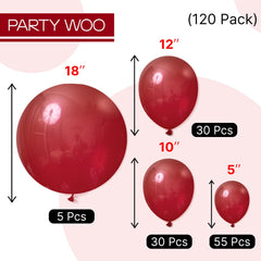 PartyWoo Burgundy balloons used for casino-themed party ambiance