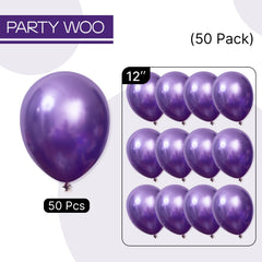 PartyWoo chrome purple balloons offer durable, high-impact decor for displays.