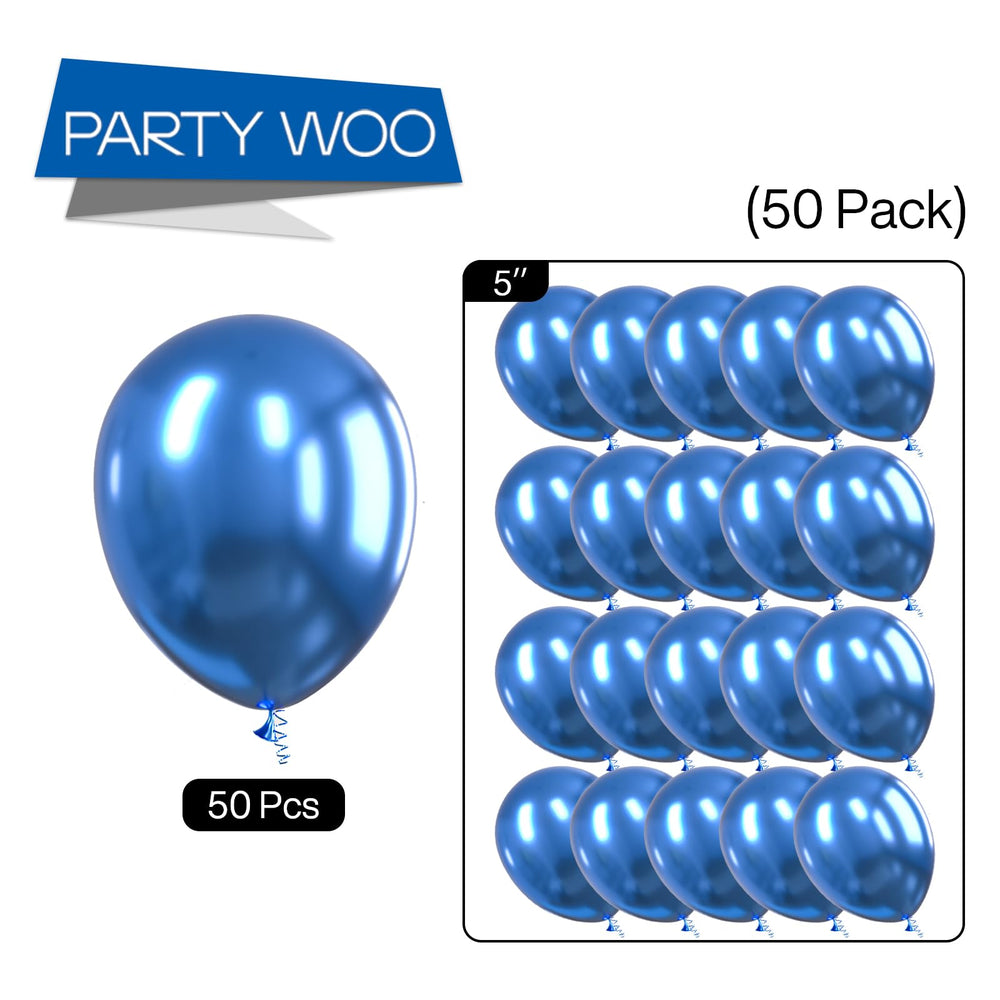 PartyWoo air-filled blue balloons keep shape up to 72 hours for flexible plans.