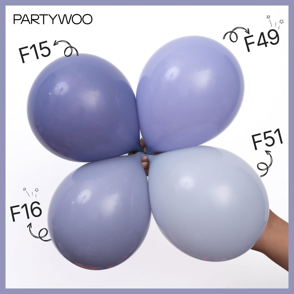 PartyWoo dusty blue balloons close-up texture highlight premium latex quality.