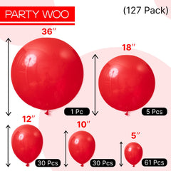 PartyWoo red balloons arranged for a festive photo backdrop