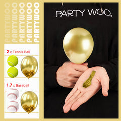 PartyWoo air-filled gold balloons stay full up to 72 hours.