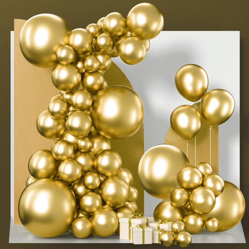 PartyWoo gold 18-inch balloons for dramatic arches and standout centerpieces