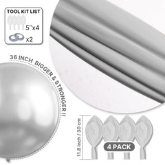 PartyWoo thick latex silver balloon stands up for durable arch garlands.