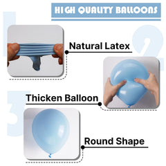 PartyWoo graduation decor with blue balloons adds a polished party vibe.