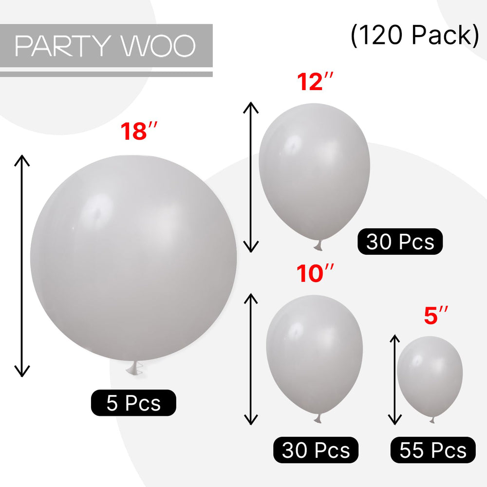PartyWoo gray balloon arch setup showing a cohesive look for parties