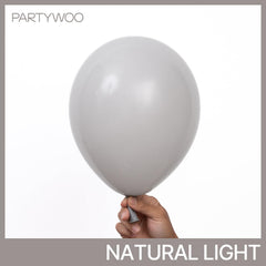 PartyWoo gray balloons used in arches and garlands to elevate centerpieces.